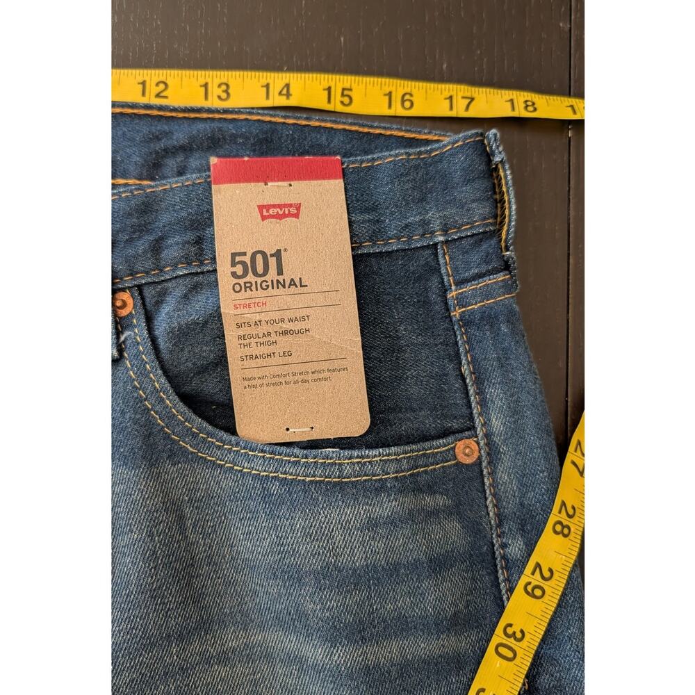 Levi's 501 Original Jeans Mens 34x34 NWT Stretch Straight Leg Button Fly - Picture 3 of 9